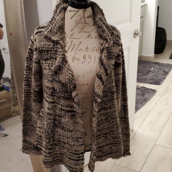 Free People stripe fuzzy sweater cardigan jacket Size S! - Picture 7 of 16